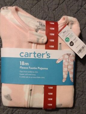 Carter's Pink Fleece Footed One-Piece Pajama with Sheep Print